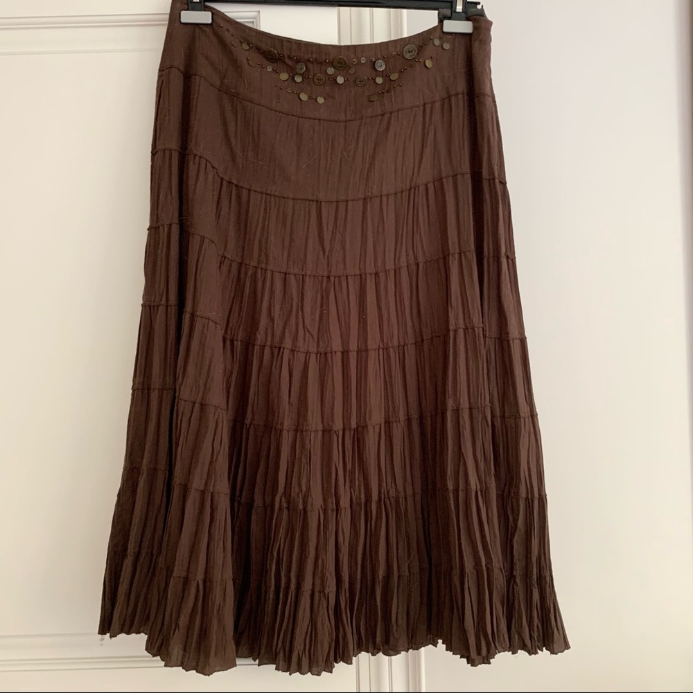 Basler Brown Tiered Maxi Skirt